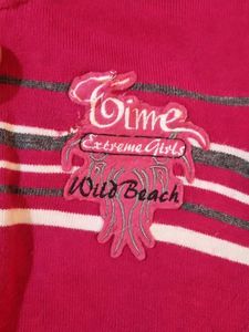 Pink Striped Full Zip Hoodie