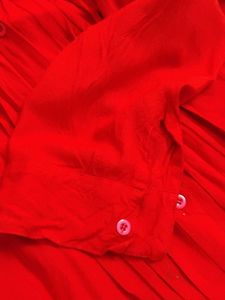 Red Button-Down Long Sleeve Shirt