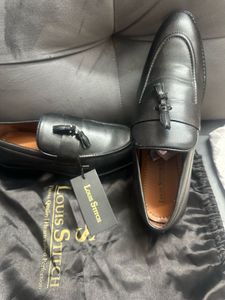 Louis Stitch Black Leather Tassel Loafers