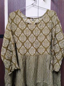 Olive Green Printed Kurti