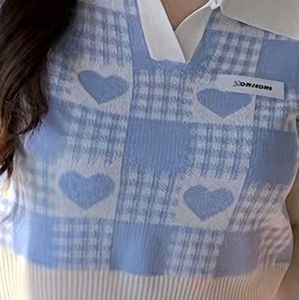 Blue Heart Checkered Polo