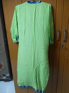 Green Side Open Chinese Collar Kurti