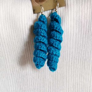 Blue Crochet Drop Earrings