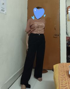 High Waisted Black Straight Fit Jeans