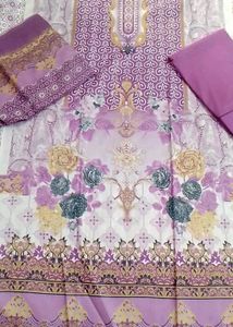 Purple Floral Unstitched Suit