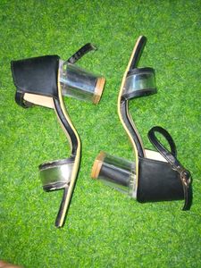 Stylish Black Transparent Girls Heels Uk 4.5 Diwal