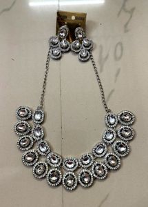 Elegant Silver Kundan Ear Chain&amp;earings(set Of 2)