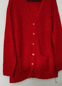 Red Knit Cardigan SWEATER