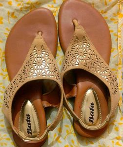 Bata Beige Laser Cut Sandals