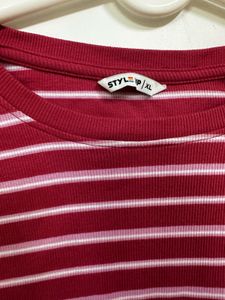 Striped Dark Pink Crop Top