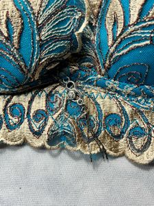 Embroidered Teal Bra