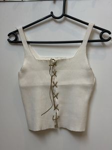 White Lace-Up Crop Top
