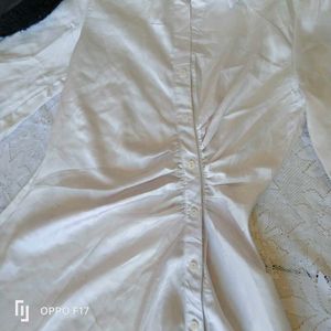 White Satin Shirt Dress 👗