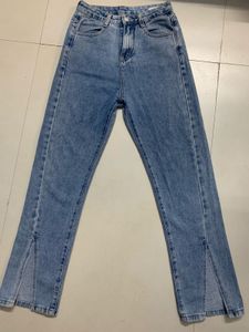 Slit Hem High Waisted Jeans