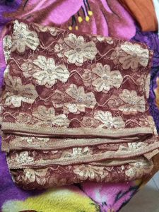 Meroon With Golden Flower Shawl