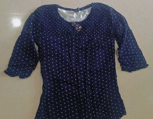 Blue Printed 3/4 Sleeve Top