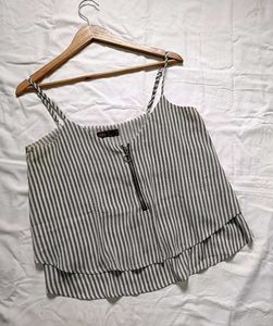 White Stripped Chiffon Top
