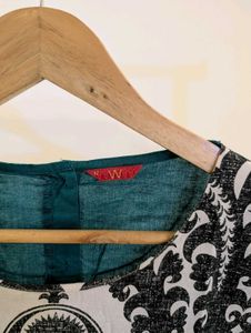 Teal Kurta with Ornate Baroque Print
