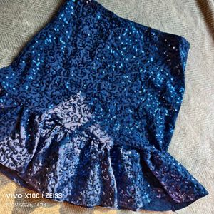 791312. Sparkling Blue Sequin Mini Skirt