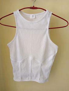 SSS White Ribbed Crop Top