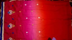 💥Pink And Red Shaded Saree Grab It Guys💥