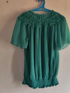 Green Sheer Chiffon Blouse