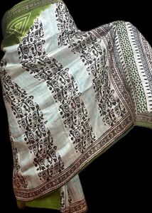 Pure Silk Block Printed Aeroplane Rising Saree