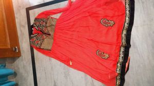 Coral Embellished Anarkali