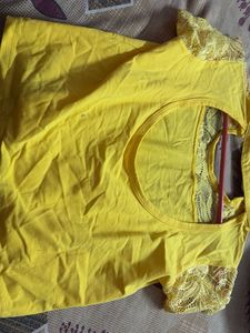 Yellow Lace Sleeve blouse