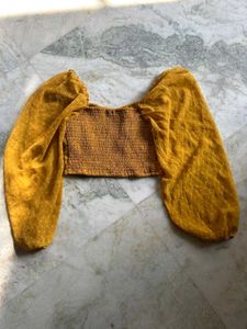 Mustard Sheer Crop Top