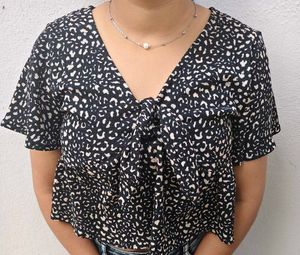 Printed Tie-Front Top