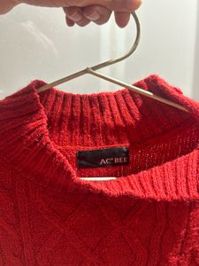 Red Knit Pullover Sweater