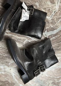 Zara biker Buckle Detail Ankle Boots
