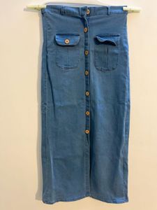 Denim Button Skirt For Women