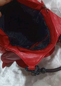 Red Leather Circle Hobo Bag