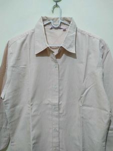 Auburn Hill Pastel Orange White Striped Formal Shi