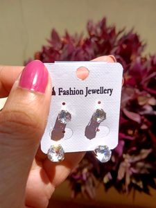 Stylish Korean Silver Diamond Round Layer Earrings