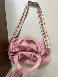 Pink Embossed Hobo Bag