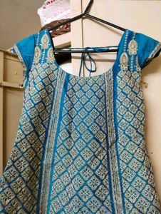 Blue &amp; Gold Embroidered Dress