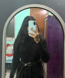 Wool Midi Black Dress