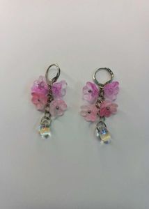 🌸 Pink Blossom Handmade Cluster Hoop Earrings ✨