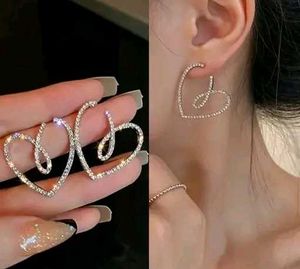 Heart Stud Earrings Rhinestone