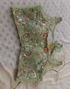 Paisley Mint &amp; Peach Sequin Lehenga