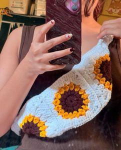 Crochet Sunflower Sling Bags