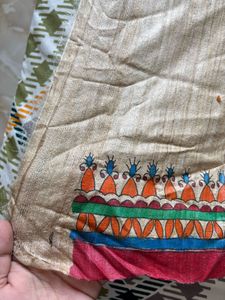 Madhubani Hand Painted Ghicha Tussar Sari