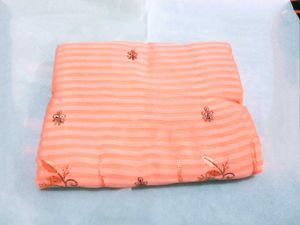 (new)Peach saree with blouse attached