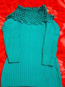 Crochet Neck Long Sleeve Top