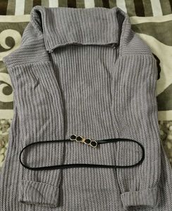 Winter Dress For Women With Waist Belt