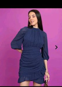 Stylish Navy Blue Mini Dress