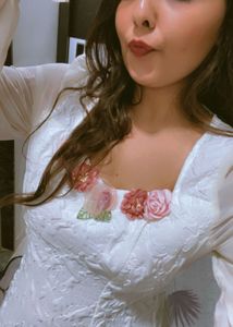 white and pink gown dresss